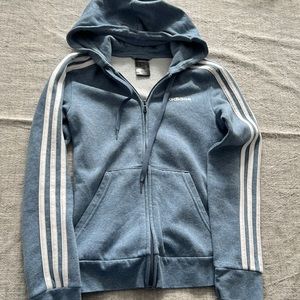 Adidas zippered hoodie. Blue. XS
